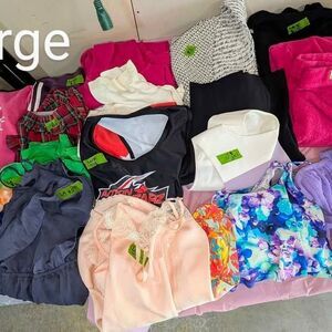 Women's Sz Large clothing lot of 14 Items - dresses hoodie pants tops intimates